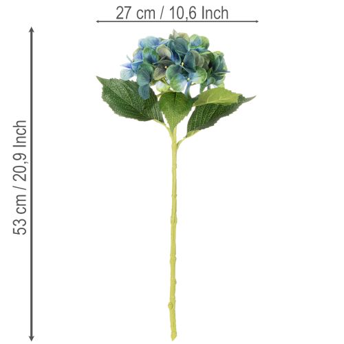 Tekohortensia, sinivihreä, koristeellinen yksivartinen, 53 cm | Floristik24.fi