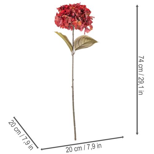 Keinotekoinen hortensian kukintaoksa, suuri kukinta, 74 cm | Floristik24.fi
