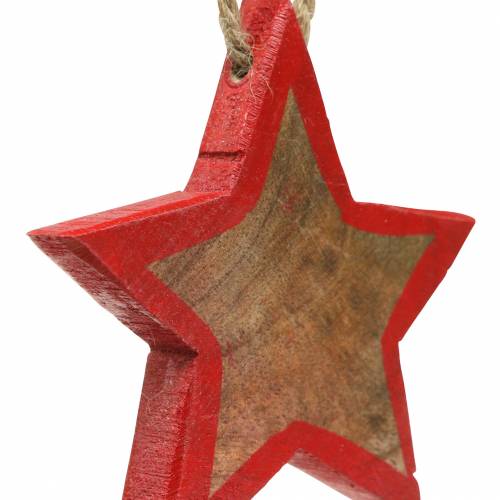 kohteita Joulukoristeita puinen tähti luonto / punainen 8cm 15kpl