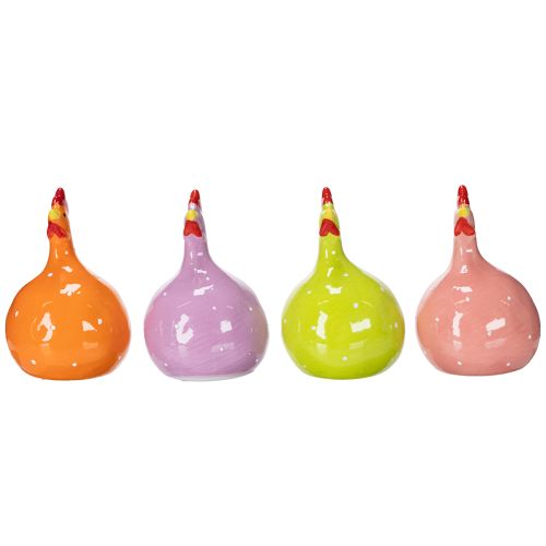 kohteita Keraaminen kanahahmo värikkäisiin pääsiäiskoristeisiin olohuoneessa ja pöydillä, 10,5 cm, 4 kpl