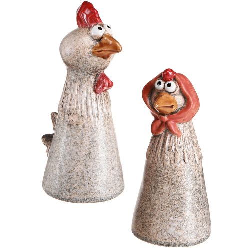 Floristik24 Keraamiset koristekanat Pääsiäiskukko ja kana H20/22cm 2 kpl