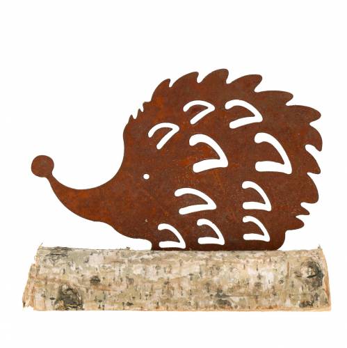 Floristik24 Siili ruostumatonta terästä puupohjalla 14,5cm x 17,5cm