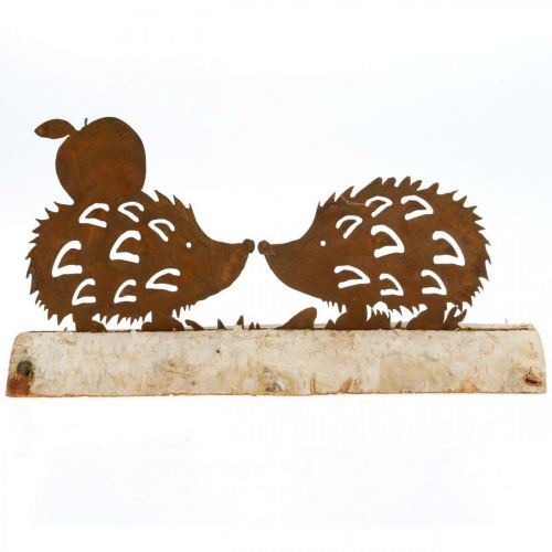 Floristik24 Ruosteinen siili deco koivuntuohi metalli syksykoristeet 20×4cm K10,5cm