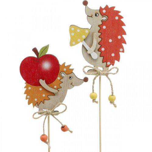 Floristik24 Kukkatikku siili, puinen koristelu, syksyfiguuri K9,5cm L32cm 12kpl