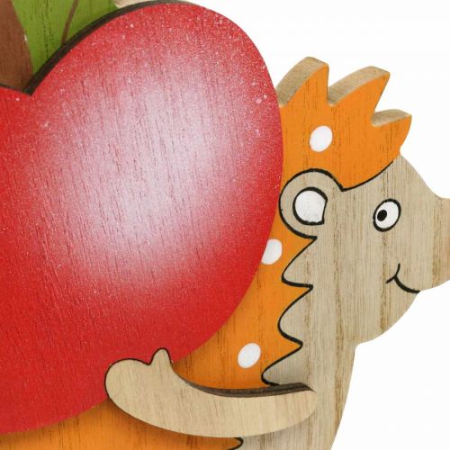 Floristik24 Syksyn hahmo, siili omenan ja sienen kanssa, puinen koriste oranssi/punainen H24/23,5cm 2 kpl setti