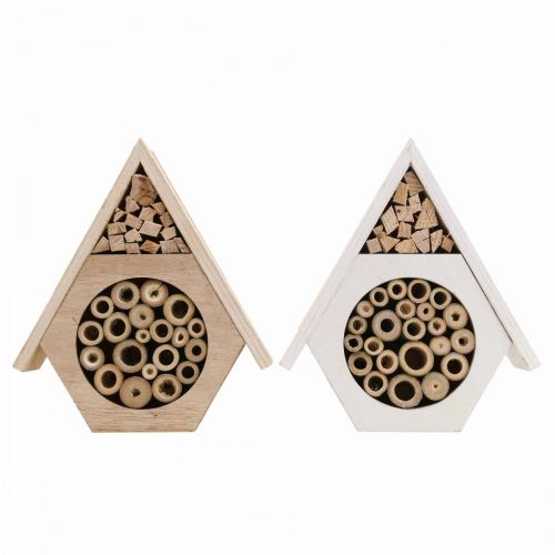 Floristik24 Insect Hotel Honeycomb Bee Hotel Wood White Natural H18,5cm 2kpl