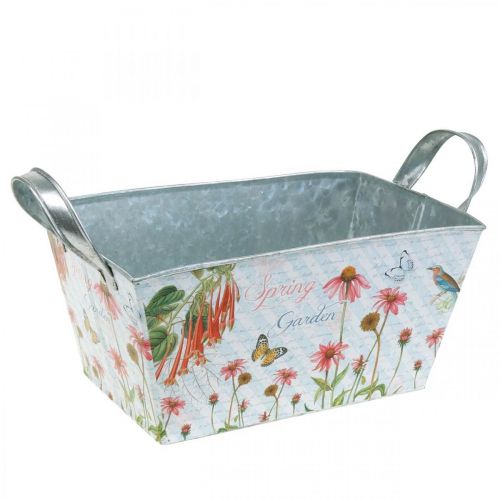 Floristik24 Jardiniere Planter laatikko kahvoilla Metal kukkia kevät koristelu 23×14×11cm