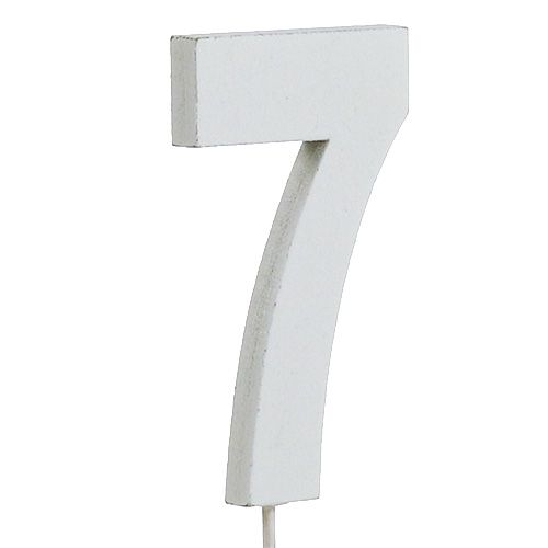 Vuosipäivä &quot;7&quot; kepissä valkoinen L27cm 10kpl