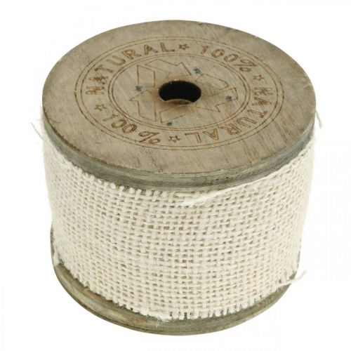 Floristik24 Luonnollinen juuttinauha, koristenauha, luonnonkuitujuutti valkaistu, valkoinen W45mm L3m