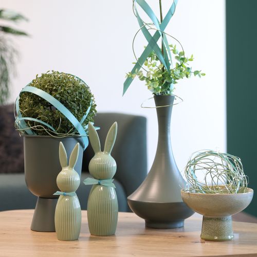 kohteita Keraaminen pääsiäispupuhahmo pastellinvihreänä, pöytäkoriste, 22 cm, 2 kpl