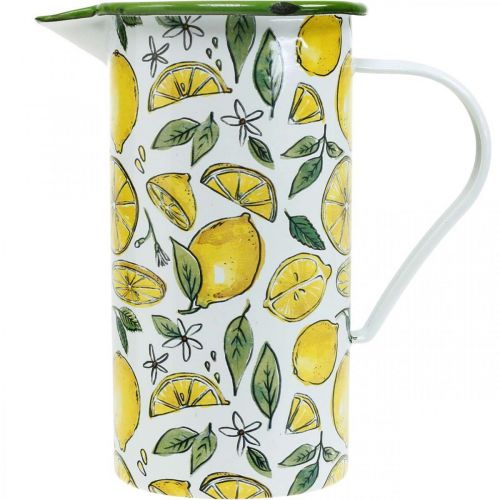 kohteita Emalikannu, Välimerellinen koristelu, sitruunakuvioinen kannu H19,5cm Ø9cm