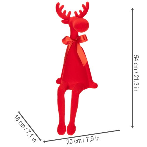 Koristeellinen hirvihahmo rusetilla, istuva, nukkakuvioinen hyllytasku, 54 cm | Floristik24.fi