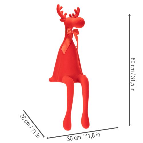 Koristeellinen hirvihahmo, nukkakuvioinen hyllyteline rusetilla, 80 cm | Floristik24.fi