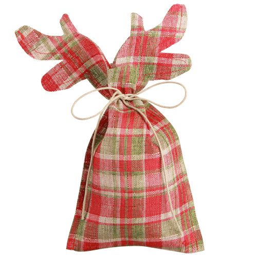 Ruudullinen lahjapussi kangas Jouluporo 22×28cm 5 kpl