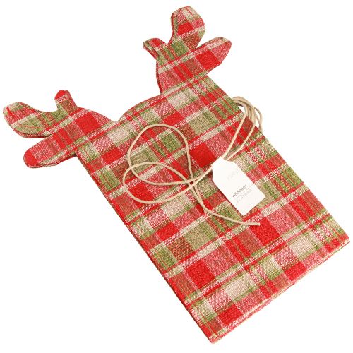 Floristik24 Ruudullinen lahjapussi kangas Jouluporo 22×28cm 5 kpl