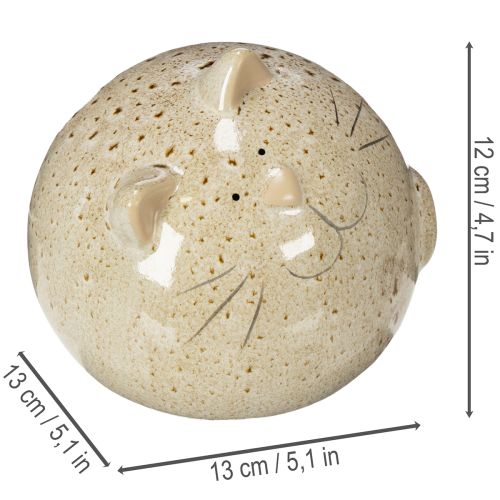 kohteita Keraaminen kissahahmo, pyöreä muotoilu olohuoneeseen tai makuuhuoneeseen, 13 cm, 2 kpl