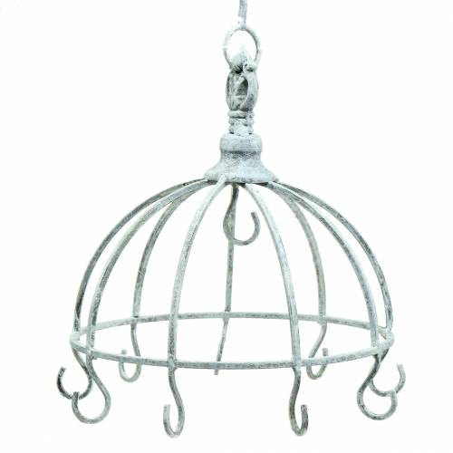 Keittiön ripustin metallikruunu valkoinen antiikki Ø22cm K28cm