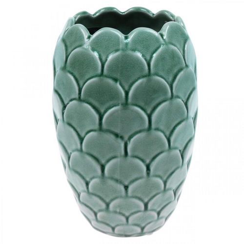 Keraaminen kukkamaljakko Vintage Green Crackle Glaze Ø15cm K22cm