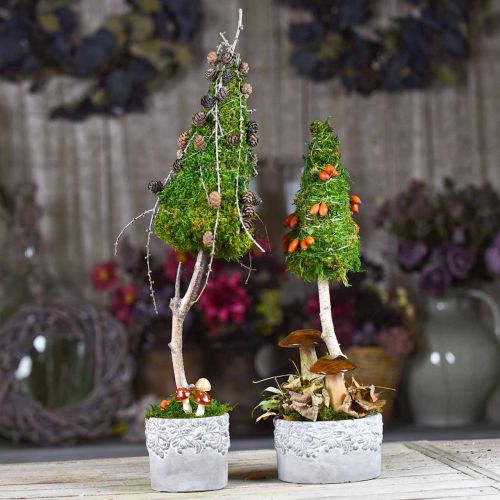 Floristik24 Keraaminen ruukku, Kukkaruukku tammikoristeella, Kasviruukku vihreä/valkoinen/harmaa Ø13cm K11,5cm 3 kpl:n setti