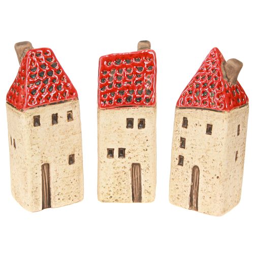 Keraaminen talopöytäkoriste keraamiset talot K11cm 3 kpl