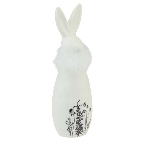 Floristik24 Keraamiset pupu valkoiset kanit koristehöyhenet kukat Ø6cm K20.5cm