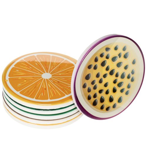 Hedelmälasinalussetti, hedelmäaiheinen, pöytäkoriste, keittiö ja olohuone, 10 cm, 6 kpl