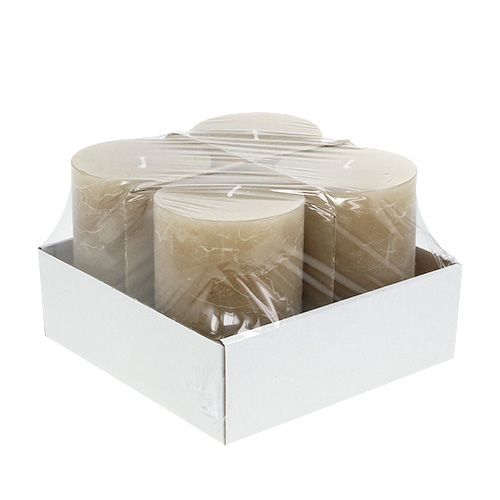 Floristik24 Kynttilä vaaleanruskea 85mm x 120mm 4kpl