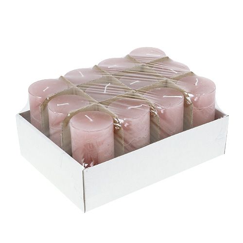 Floristik24 Vanha vaaleanpunainen kynttilä 50mm x 100mm värjätty 12kpl kautta