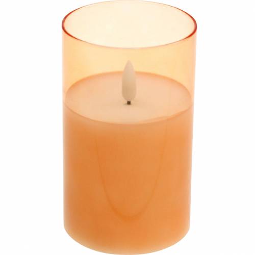 LED-kynttilä lasissa aitoa vahaa oranssi Ø7,5cm H12,5cm