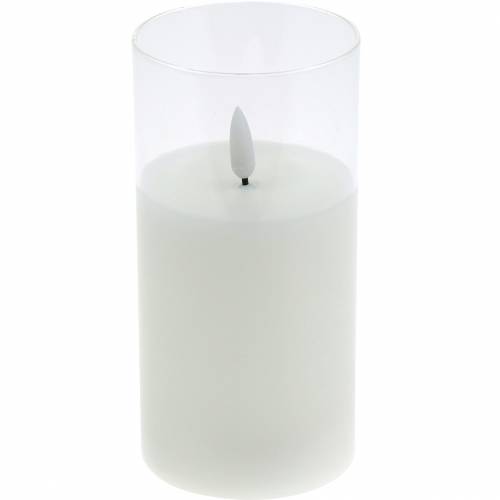 Floristik24 LED-kynttilä lasista aitoa vahaa valkoinen Ø7,5cm K10cm