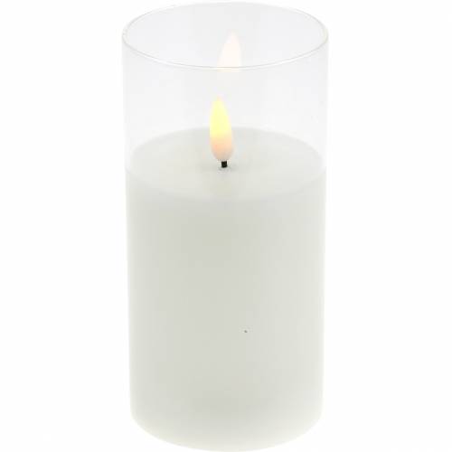 Floristik24 LED-kynttilä lasista aitoa vahaa valkoinen Ø7,5cm K10cm
