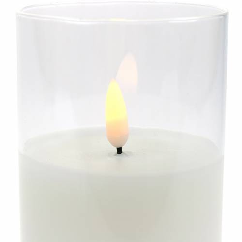 kohteita LED-kynttilä lasista aitoa vahaa valkoinen Ø7,5cm K10cm