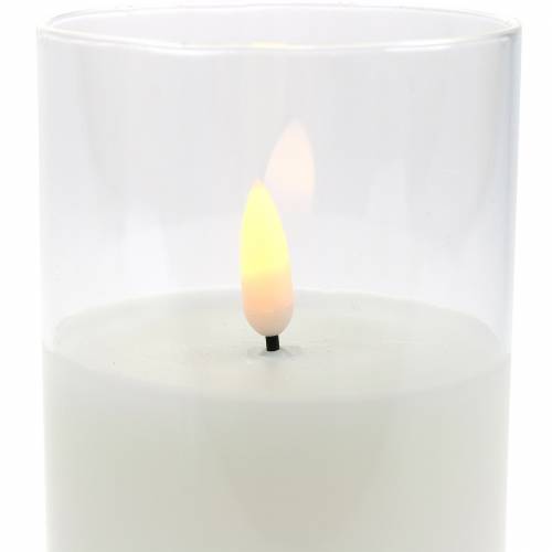 Floristik24 LED-kynttilä lasista aitoa vahaa valkoinen Ø7,5cm K10cm