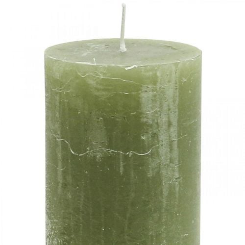 Yksiväriset kynttilät oliivinvihreät pilarikynttilät 60×100mm 4kpl