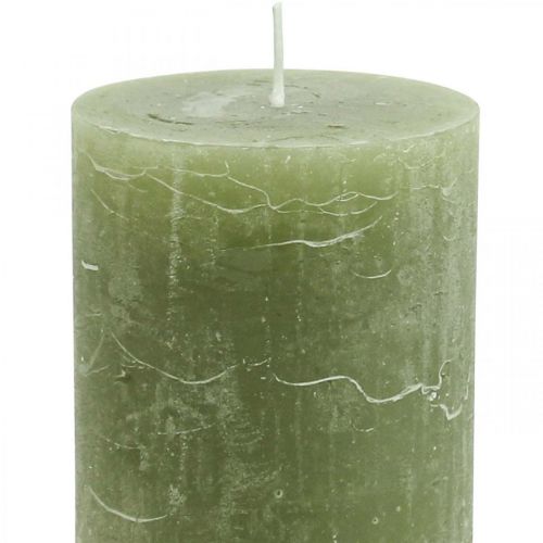 kohteita Yksiväriset kynttilät oliivinvihreät pilarikynttilät 70×100mm 4kpl
