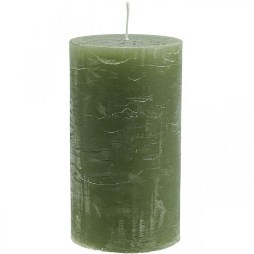 Yksiväriset kynttilät oliivinvihreät pilarikynttilät 85×150mm 2kpl