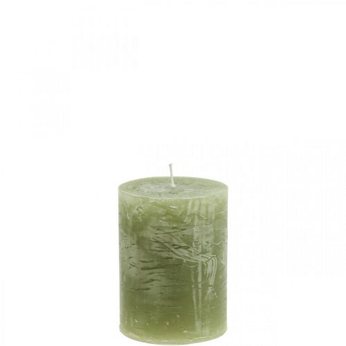 Yksiväriset kynttilät oliivinvihreät pilarikynttilät 60×80mm 4kpl