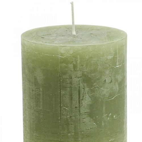 kohteita Yksiväriset kynttilät oliivinvihreät pilarikynttilät 70×80mm 4kpl