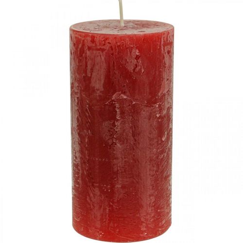 Värilliset kynttilät Red Rustic itsestään sammuvat 70×140mm 4kpl