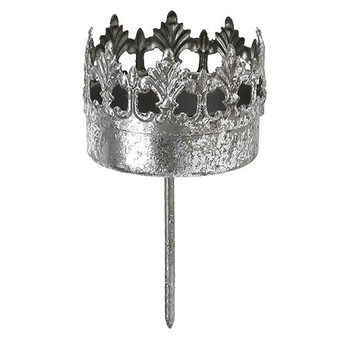 Floristik24 Kynttilänjalka antiikkihopeaa Ø5cm K10cm 1 kpl
