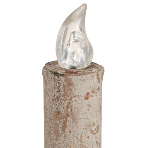Floristik24 Antiikkinen kynttilänjalka LED-kynttilän metallilämmitteisellä valolla H22cm
