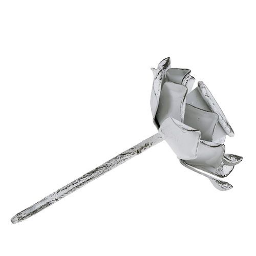 Floristik24 Kynttilänjalka kukan muotoinen valkoinen nuhjuinen Ø5.8cm korkeus 6.8cm 4 kpl