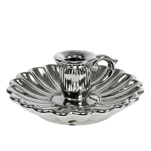 Floristik24 Kynttilänjalka keraaminen hopea Ø16cm