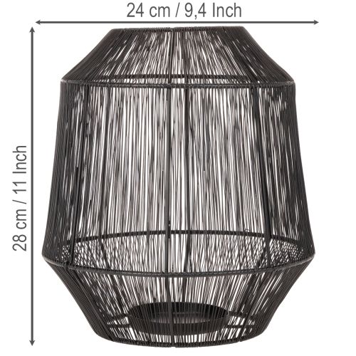 Musta kynttilänjalka, koristeellinen lyhty, lankakori, Ø24cm, K28cm | Floristik24.fi