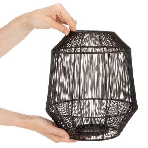 Musta kynttilänjalka, koristeellinen lyhty, lankakori, Ø24cm, K28cm | Floristik24.fi