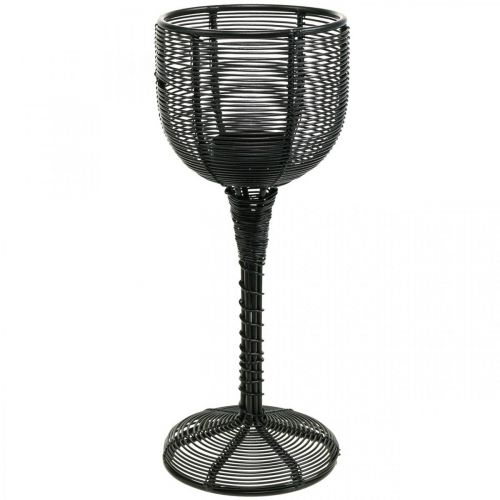 kohteita Teekynttilänjalka metallimusta koristeellinen viinilasi Ø13cm K31,5cm