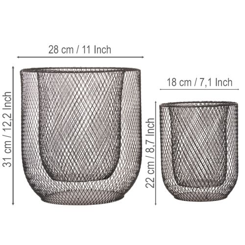 Musta metallinen korikynttilänjalka, Ø28,5/18 cm, 2 kpl:n setti | Floristik24.fi