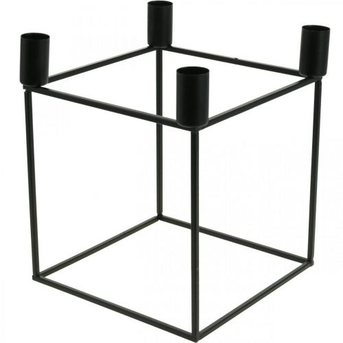 Floristik24 Kynttilänjalka Black Cube Metal Stick Kynttilänjalka 18cm
