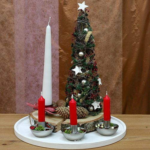 Floristik24 Kynttilänjalka kartiokynttilälle hopea Ø8cm H5cm