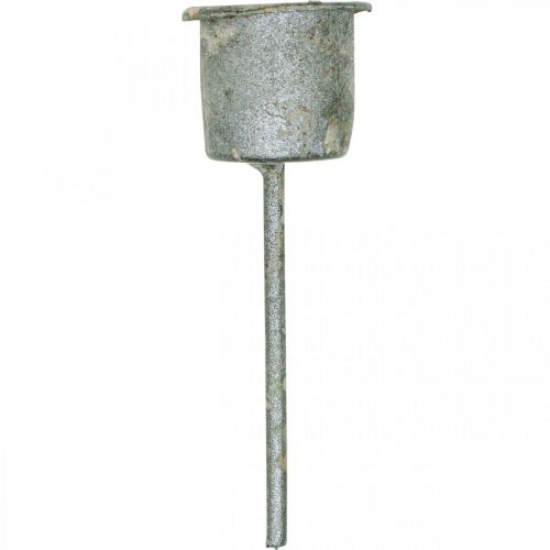 Floristik24 Plug-in kynttilänjalka Shabby Chic harmaa Ø3cm K8,5cm 8 kpl